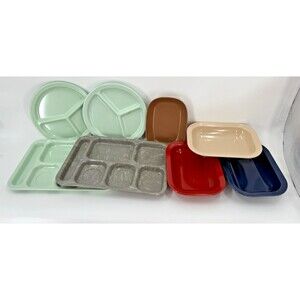 Lot Vintage Texas Ware Divided Trays, Plates (3) Serving Bowls 119 (1) Bowl 117